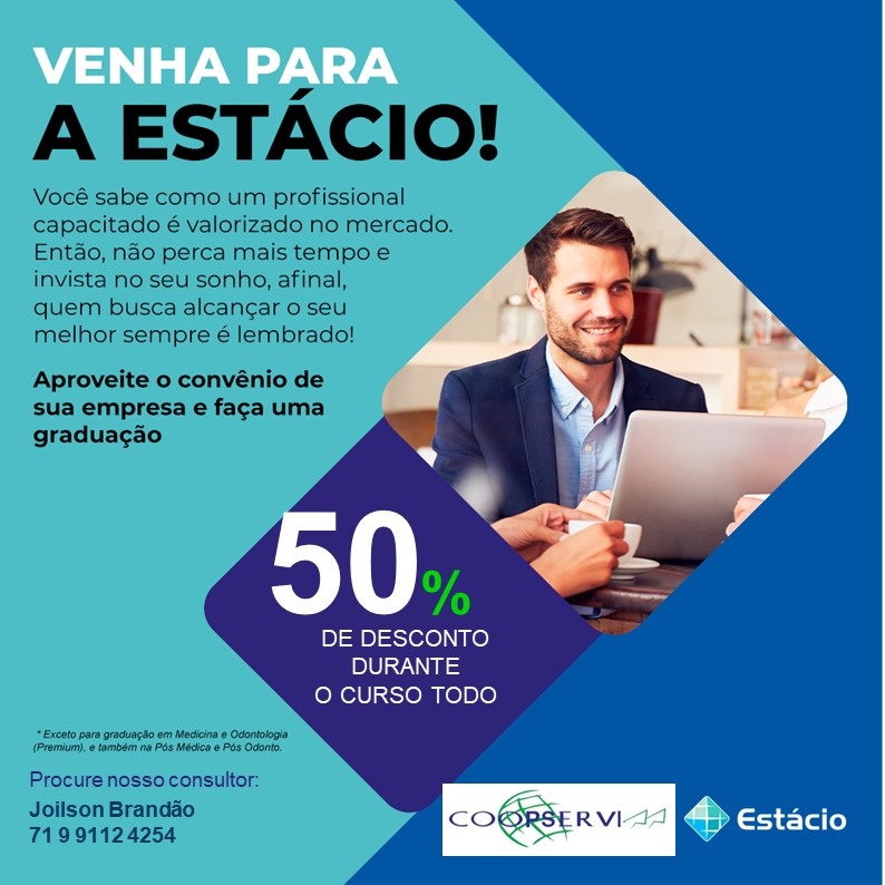 Parceria firmada entre a COOPSERVI e a ESTÁCIO