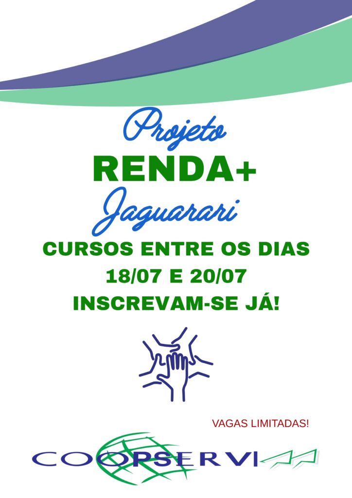 Aberta as Inscrições para os Cursos do Projeto Renda + em Jaguarari – BA
